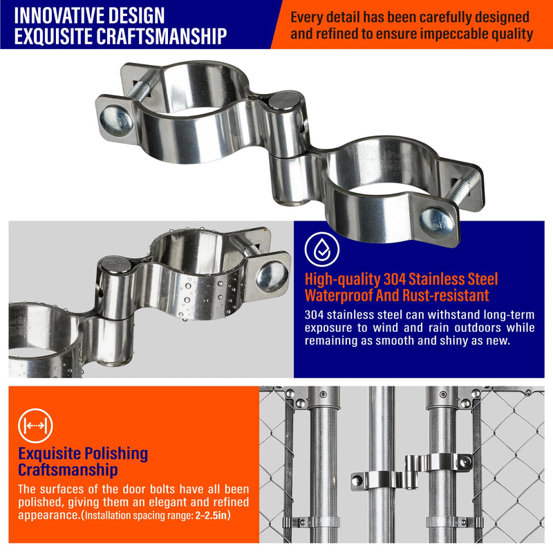 1 7/8" x 1 7/8" Stainless Steel Chain Link Fence Gate Hinge with Bolts and Nuts 2Pack 1 7/8''x1 7/8''-2Pack