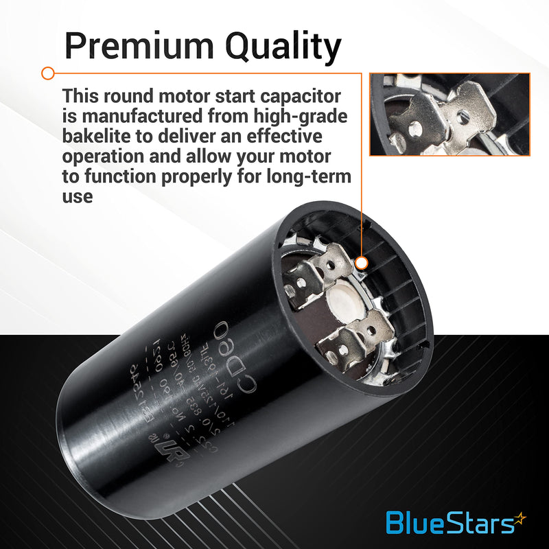 BlueStars Upgraded Version 161-193 uf/MFD 125 VAC ±20% 50/60 Hz CD60 Round Motor Well Pump Start Capacitor Replacement Part - Exact Fit for Air-Conditioners, Heat Pumps - Lifetime Up to 30.000 Hours 110-125 VAC 161-193 MFD - NewNest Australia
