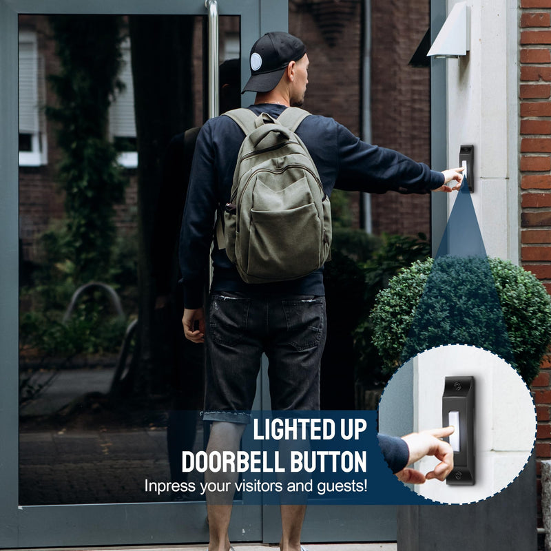 Enhon LED Lighted Doorbell Button, Solid and Sleek Metal Wall Mounted Door Bell Push Buttons for Home, Universal Garage Door Opener Switch (Patent Registered)