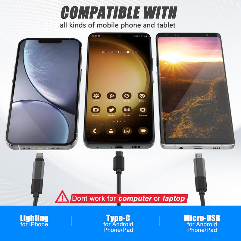 1920P Snake Inspection Borescope, Pancellent Type C Endoscope, Scope Camera with 8 LED Lights for Android and iOS Smartphone, iPhone, iPad, Samsung (16.5 FT/5M)