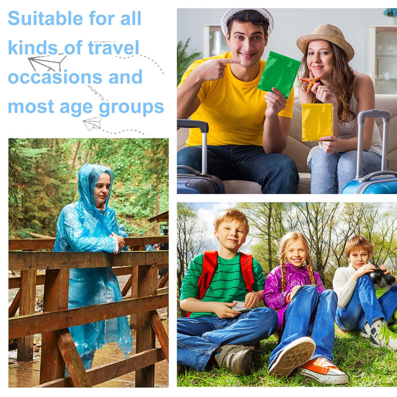 Handepo 150 Pack of Adult Rain Ponchos with Hood, Disposable Rain Ponchos, Plastic Raincoat Poncho for Adult Multicolor