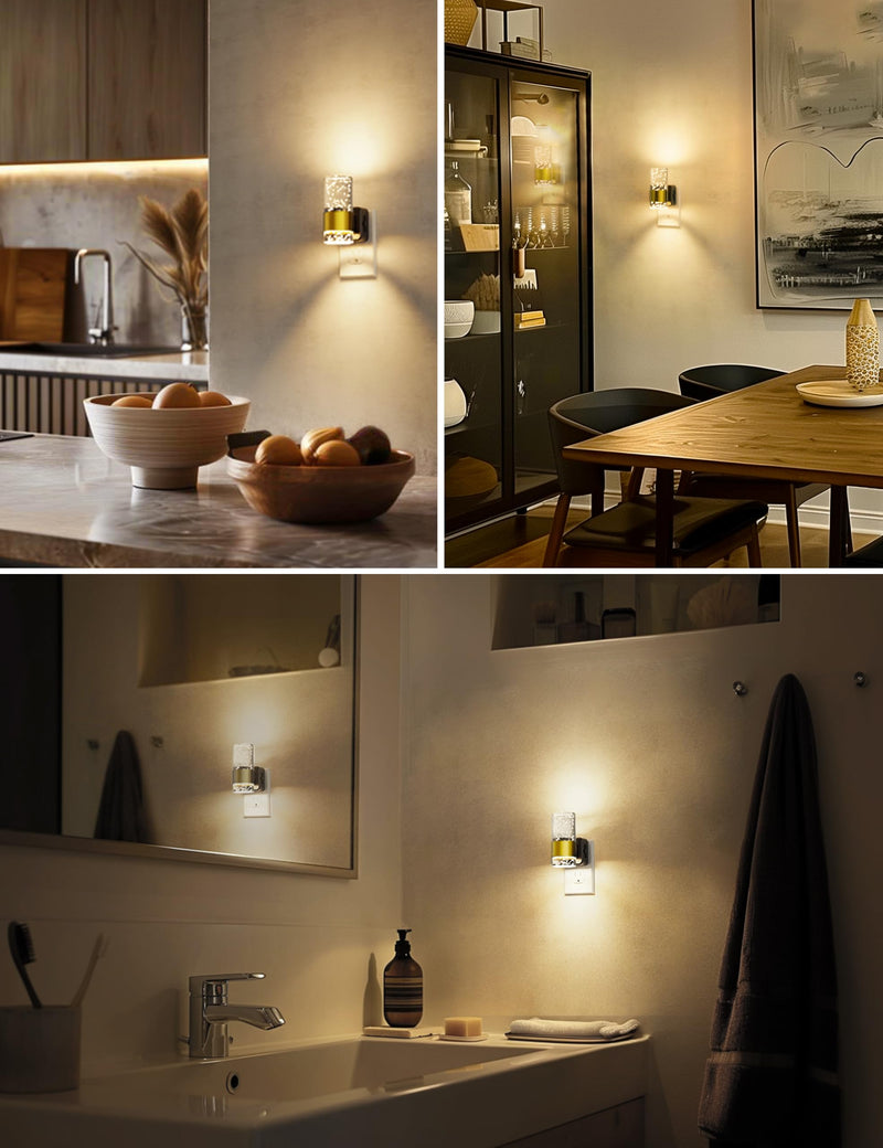 Night Lights Plug into Wall, Soft Light LED Night Light with Adjustable Brightness, Plug in Night Light with Auto Light Sensor, Wall Sconce-Style Design Night Light for Bathroom,Hallway, 2 Pack Soft White