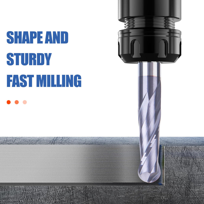 HUHAO 5/16 Inch Ball Nose Carbide End Mill,CNC Cutting Tools for Stainless Steel,Hardened Steels,High Temp Alloys,Medium Alloy Steels, 2 Flute,5/16" Shank 2-Flute-5/16 inch