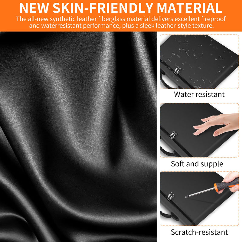 JUNDUN Fireproof Money Bag, 6400℉ Heat Resistant Fireproof Document Bag with Two Pockets for Home Travel Business - Holds Cash, Passport and Documents Black