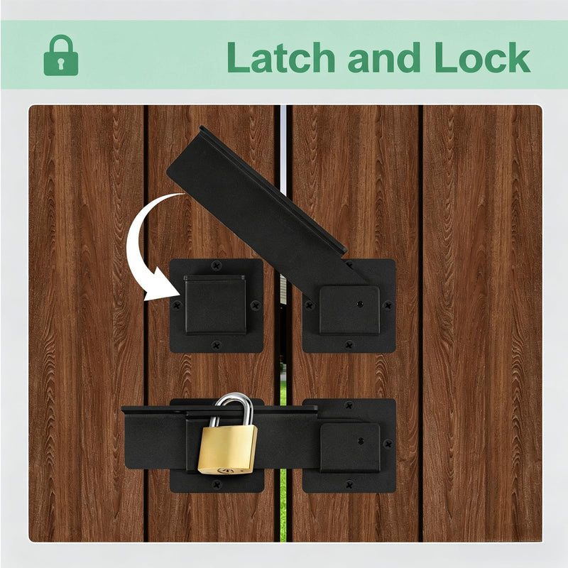 9" Flip Gate Latch Lock with Padlock Hole,3 pcs Matte Black 4 mm Aluminum Anti-Rust Alloy Door Latch for Outdoor Wooden Fence, Open Door,Wooden Fence, Barn Door with Screws (Black, 9” - 3pcs)