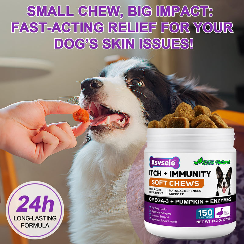 Dog Allergy Relief Chews, Dog Allergy Relief Treats for Itching Skin, Anti-Itch for Dogs, Immune Supplement, Seasonal Allergies, All Breeds and Sizes - 120 Grain