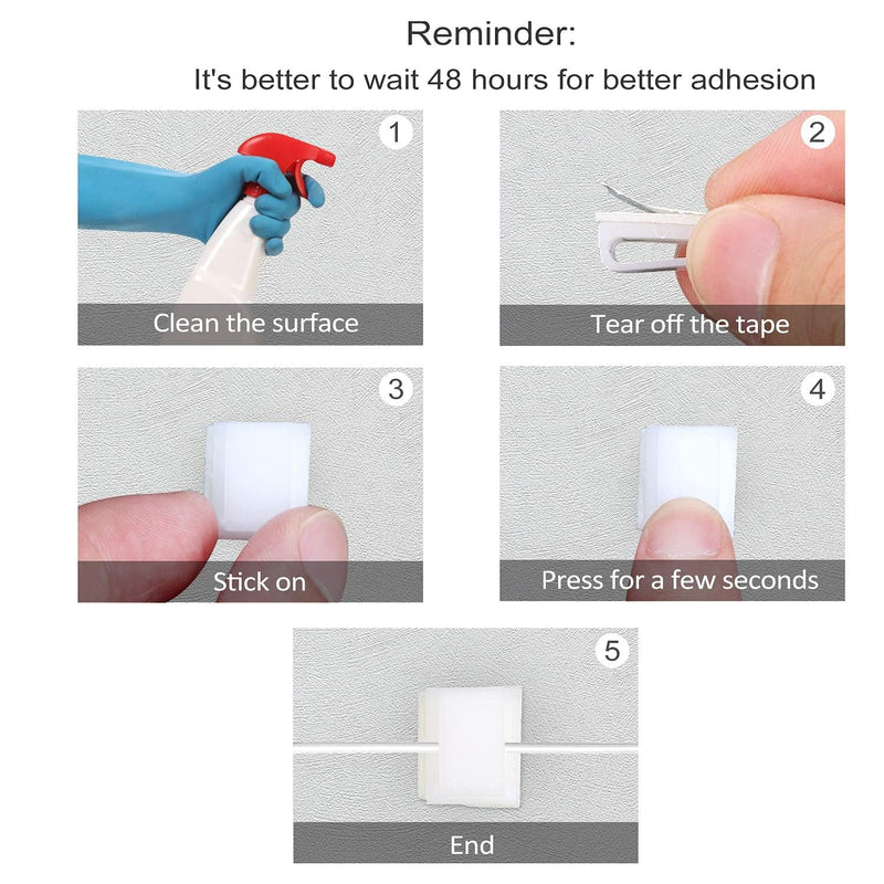 80 PCS Light Strip Mounting Clips White Self Adhesive Led Light Fasteners Mounting Holder Cable Clamp Organizer for 10mm Light Strip (10 mm) 10 mm