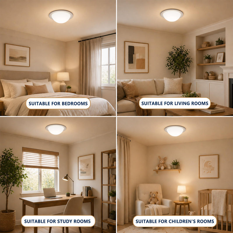 4 Pack Recessed Light Cover, 6 Inch Can Light Covers 60% Translucent Fully Shade Hemisphere Stick-On with Super Strong Double-Sided Tape, Anti-Yellow Cream White, Easy Install 4