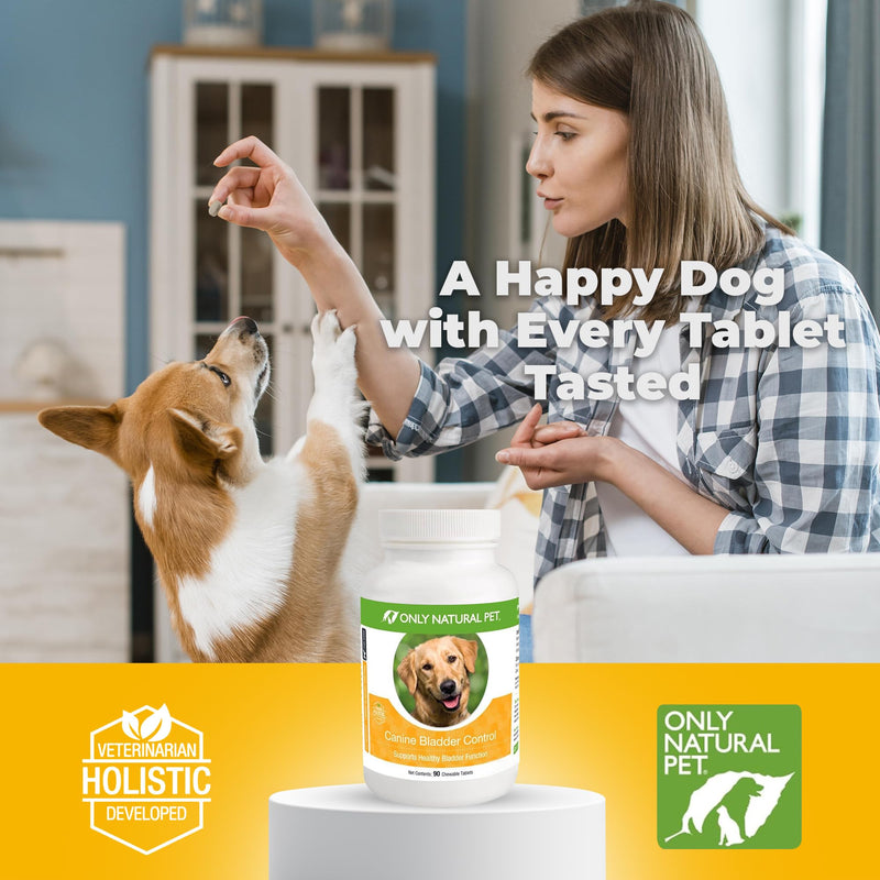 ONLY NATURAL PET Canine Bladder Control - Senior Dog Care Supplement - UTI, Urinary Tract Health, Incontinence Support w/Cranberry Extract | Pills, Vitamins, 90 Chewable Tablets (Natural Turkey) - PawsPlanet Australia