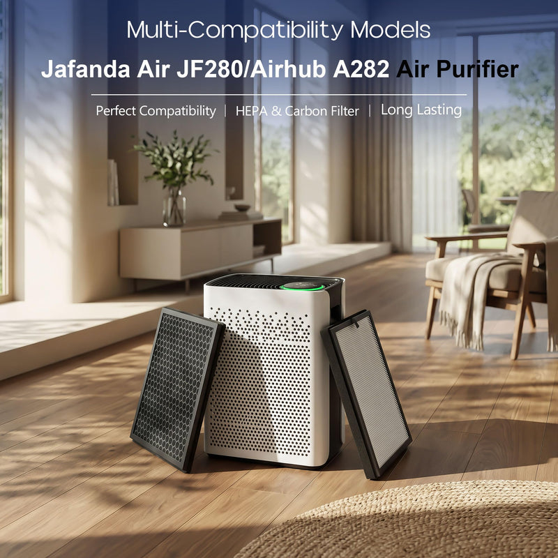 2 Pack A282 Replacement Filter Compatible with AirHub A282 Purifier and Jafanda JF280 Purifier, True HEPA + Activated Carbon Dual-Side Filtration System, with 8 Aroma Pads