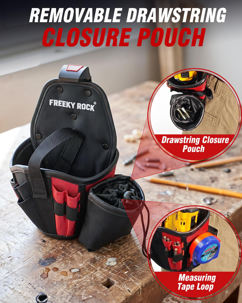 Drill Holster for Tool Belt, Heavy-Duty Impact Driver Tool Pouch with Belt Clip, 1680D Durable Tool Holster with Adjustable Strap for Handyman, Construction Workers, Electrician Drill holster