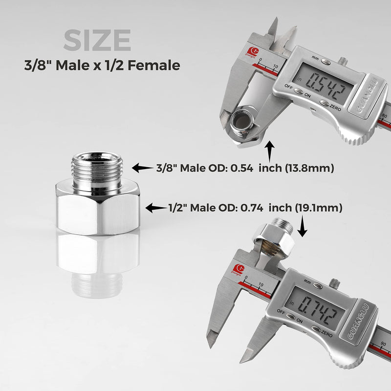 Water Line Adapter, 4 PCS Pipe Fittings in 1/2" Female to 3/8" Male Reducer Adapter, Compression Fitting for Kitchen Bathroom Faucet Supply Hose, Stop Valve Adapter, Pipe Connector With Rubber Washer