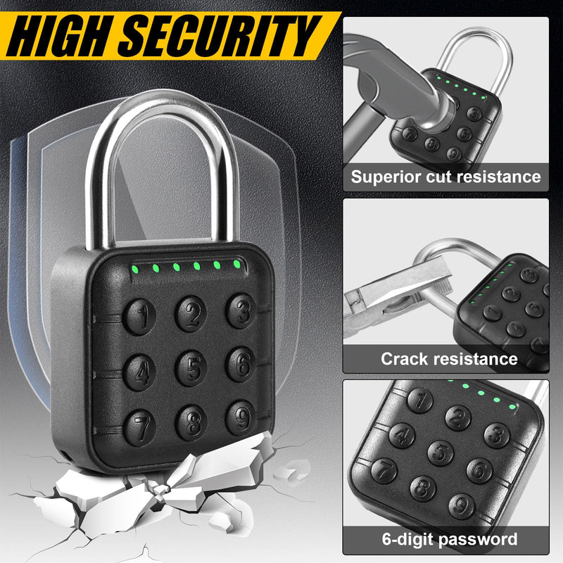 DELSWIN Combination Lock for Locker - 6-Digit Combo Lock Waterproof Smart Padlock for School Gym Lockers, Gates, Fence and Storage Unit (Black) Black