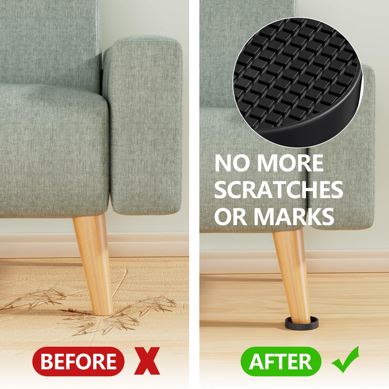 Non Slip Furniture Pads - 2" Anti Skid Caster Cups, 12PCS Round Furniture Coasters for Hardwood Floors, Anti Slide Furniture Cup Bed Couch Floor Protectors,Furniture Stoppers to Prevent Sliding(Black) 2" 12PCS Black