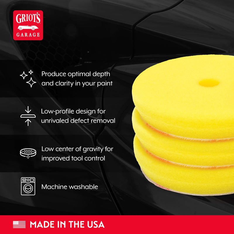 Griot's Garage 3” Perfecting Foam Pads for Car Polishing and Detailing, Buffing Pads for Paint Correction, Polishing, and Waxing, Yellow, Set of 3 3 Inch Pads (Set of 3)