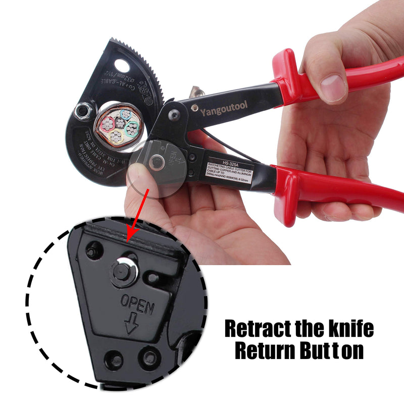 Yangoutool Ratchet Cable Wire Cutter and Heavy Duty Aluminum Copper Ratchet Cable Cutter for Cutting Electrical Wire Up to 240mm² Cutter Pliers 325A