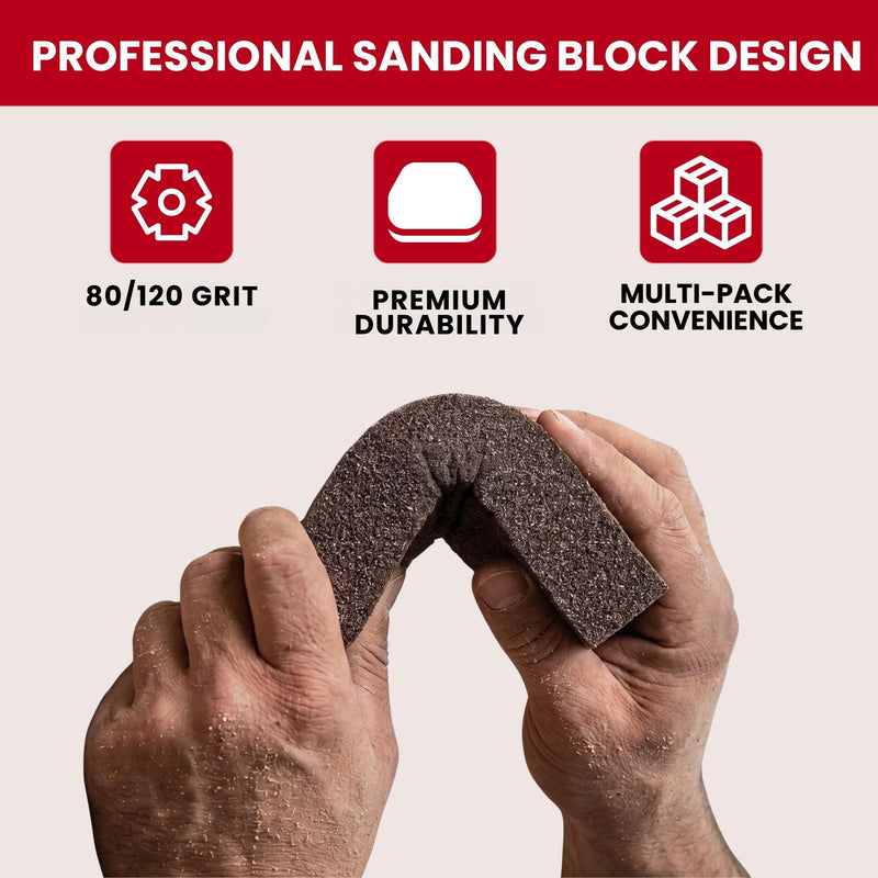 Sanding Sponge Blocks, 4" x 3" x 1", 80 & 120 Grit, Medium/Fine, 32 Pack Medium/Fine Grit Small Area