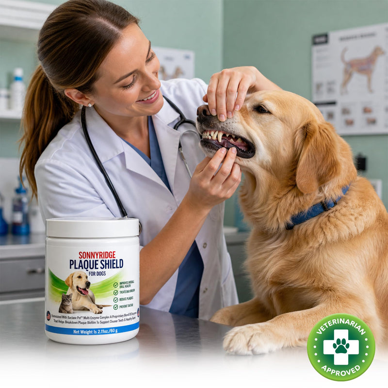 Dog Dental Powder for Dogs & Cats – Bactase Pet™ Enzymes, Astaxanthin & Ascophyllum Nodosum – Helps Reduce Plaque & Tartar, Freshens Breath & Supports Healthy Gums– Made in USA– 30 Servings