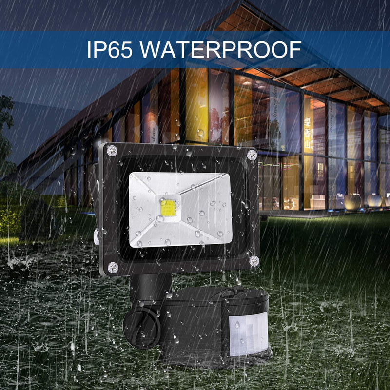 Z Motion Sensor Flood Lights Outdoor,10W Induction LED Lamp, IP65 Waterproof Spotlight,6500K LED Sensor Light,Security Light with US 3-Plug (Daylight White-Black) Daylight White-Black