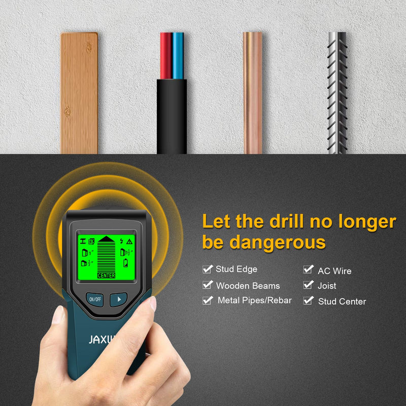 Stud Finder Wall Scanner - 5 in 1 Stud Finder Tool w/Smart Chip and HD LCD Display, Stud Detector Beam Finders for the Center and Edge of Wood AC Wire Metal Studs Joist Pipe (oceanic)