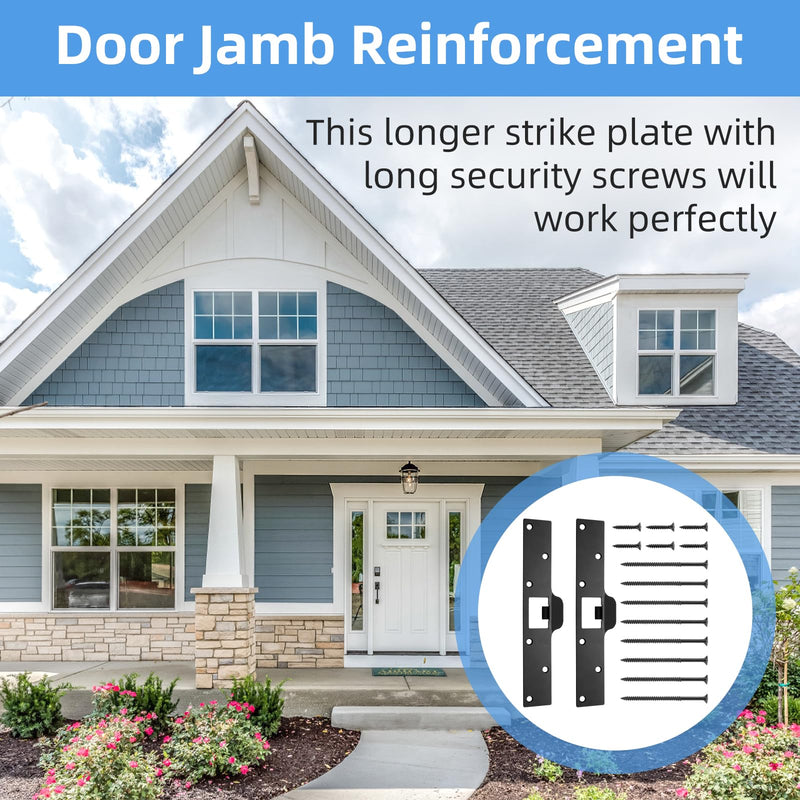 U 9476 Maximum Security Latch Strike Used to Replace Standard Latch Strikes | 2 Pack in Black, Sturdy Good Reinforcement of Door Strike - All The Hardware is Included