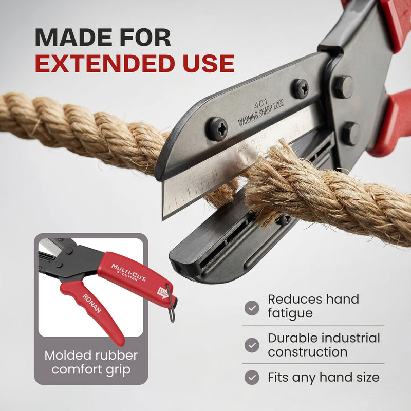 Ronan Multi-Cut 401 Cutting Tool - Wood, Box, Branch, Plant, Plastic, Rope, Leather, Linoleum, Rubber Cutter, DIY Utility All Purpose Multi-Cutting Device