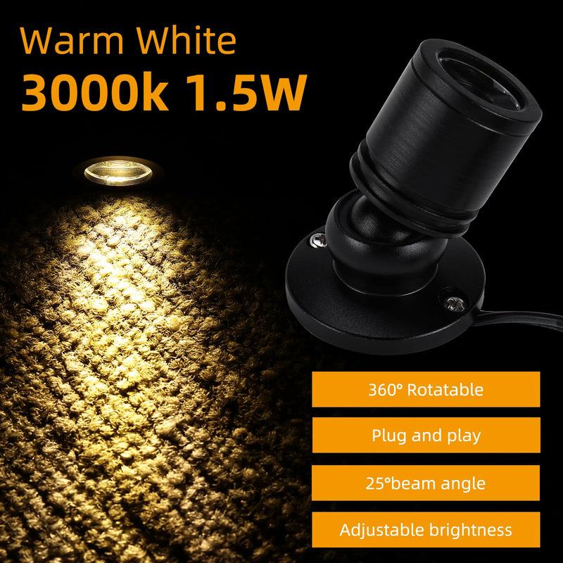 YaeCCC Dimmable LED Mini Spotlight Jewelry Showcase Display Lights Black Shell Surface Mount (Pack-6,Warm White 3000k) Pack-6,Warm White 3000k