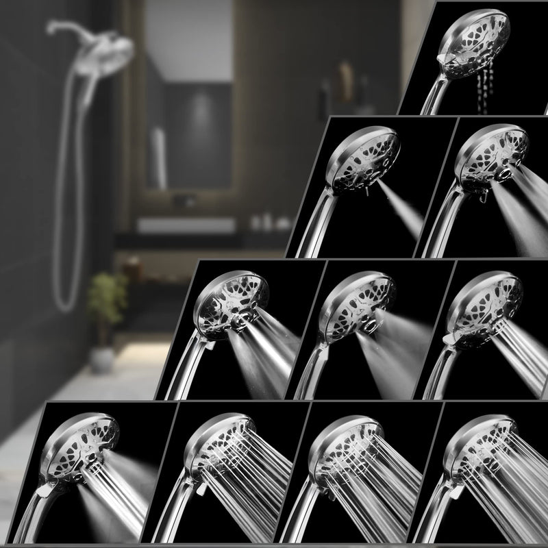Shower Head with Handheld High Pressure: INAVAMZ Hand Held Shower Head & Rain Shower Head 2-IN-1 Shower Head with 59" Rotatable Stainless Steel Hose, Shower Trim Systems 15391-1.8 gpm Silver
