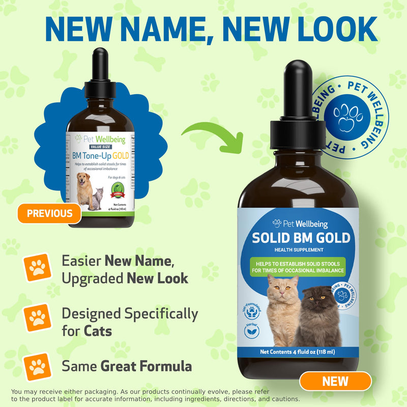 Pet Wellbeing Solid BM Gold for Cats - Supports Healthy Digestive Function, Solid Stools, Bayberry, Oregon Grape - Veterinarian-Formulated Herbal Supplement 4 oz (118 ml) (4 fl oz (118 ml)) 4 fl oz (118 ml)