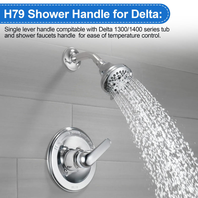 H79 Shower Faucet Handle Compatible with Delta Tub & Shower Single Metal Lever Handle, Shower Handle Replacement for Delta 1300/1400 Series Tub Faucet, Shower Replacement Parts with Screw & Wrench