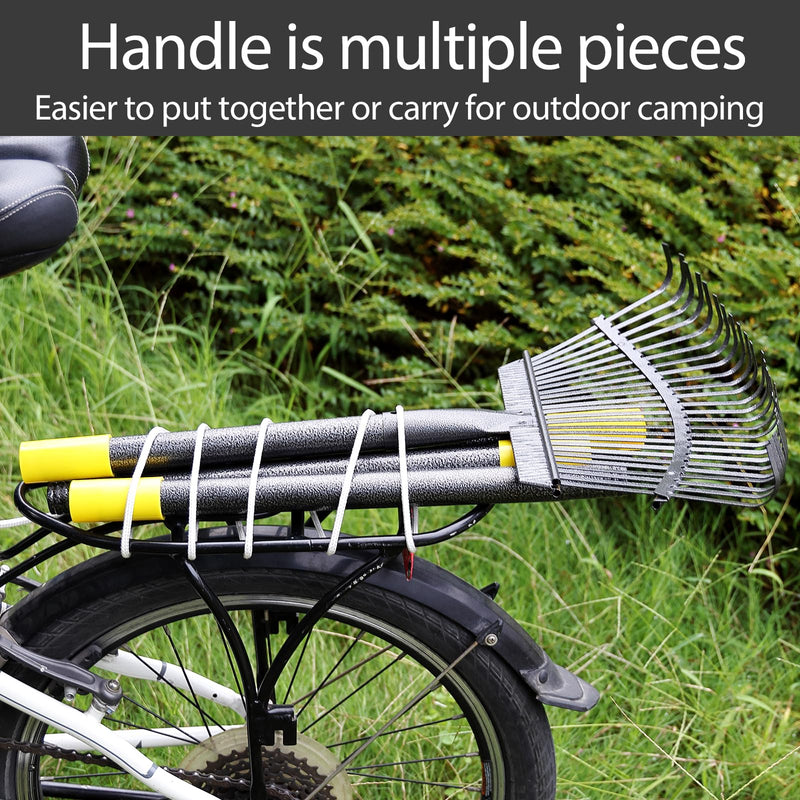 Leaf Rake, 30-61 inch Garden Rakes for Leaves Heavy Duty Long Handle, 25 Tines 18" Wide Metal Thatch Lawn Gravel Shrub Yard Landscape Rake for Leaves and Grass 30-61"
