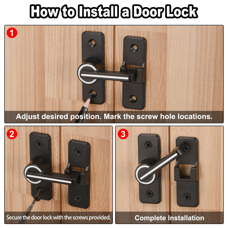 uxcell Barn Door Lock Latch, 180 Degree Sliding Barn Door Locks, Security Gate Latches for Barn, Gate, Garden, Cabinet, Closet, Window, Black