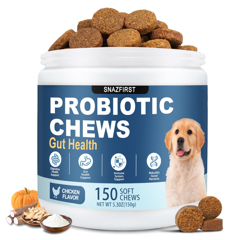Probiotics for Dogs, Dog Probiotics Chews for Digestive Health & Gut Health, Improve Immune System,Constipation & Diarrhea Relief(Chicken Flavor, 150 Chews) 150 CHEW