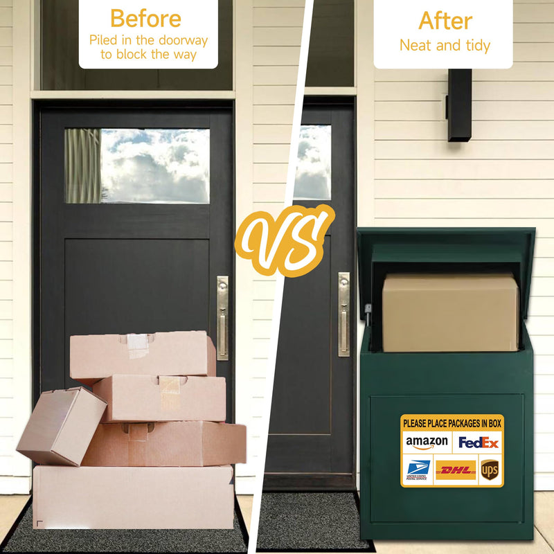 Please Leave Packages and Deliveries Here Sign，Self-Adhesive Weatherproof Delivery Signs for Packages, Please Place Packages in Box for Home，Office，Shop，Box, Door Place Packages in Box（yellow）