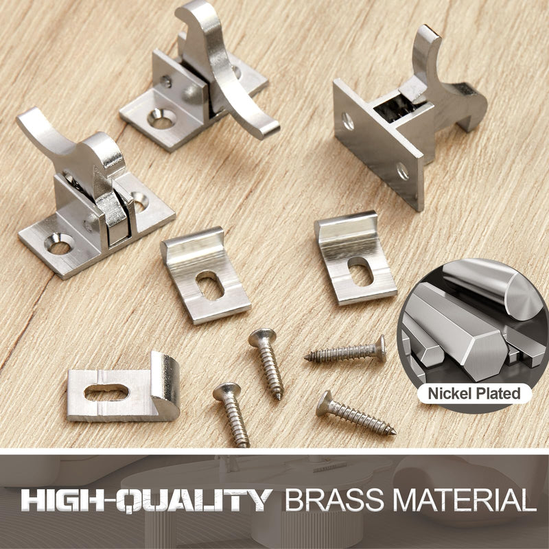 Lounsweer 16 Pcs Brass Heavy Duty Cabinet Door Latch Cabinet Closets Door Elbow Latch with Mounting Screws Hardware for Bedroom Bathroom Window Catch(Silver) Silver