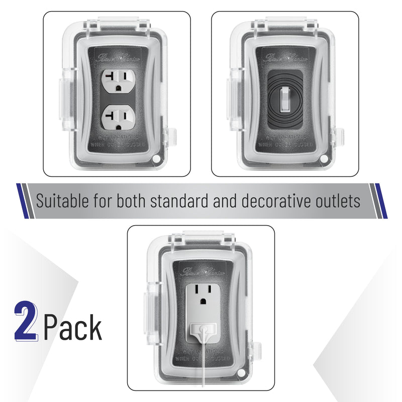 Bates- Weatherproof Electrical Outlet Cover, 2 Pack, 1-Gang, Outdoor Outlet Cover Weatherproof, Outdoor Plug Cover, Outdoor Electrical Outlet Cover, Weatherproof Outlet Cover, Outlet Cover Box