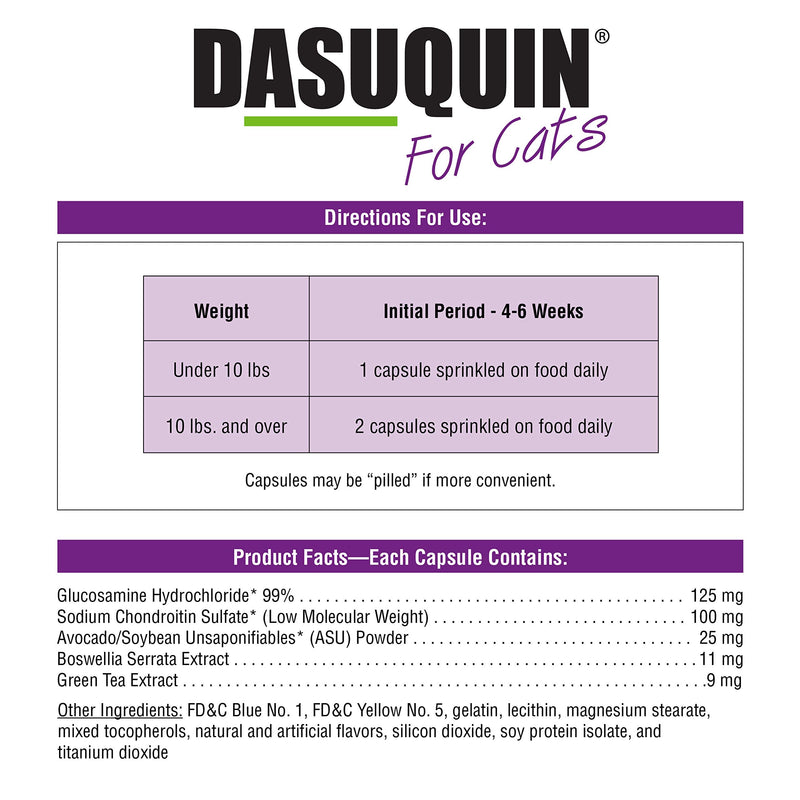 Nutramax Dasuquin Joint Health Supplement for Cats - With Glucosamine, Chondroitin, ASU, Boswellia Serrata Extract, and Green Tea Extract, 84 Capsules - PawsPlanet Australia
