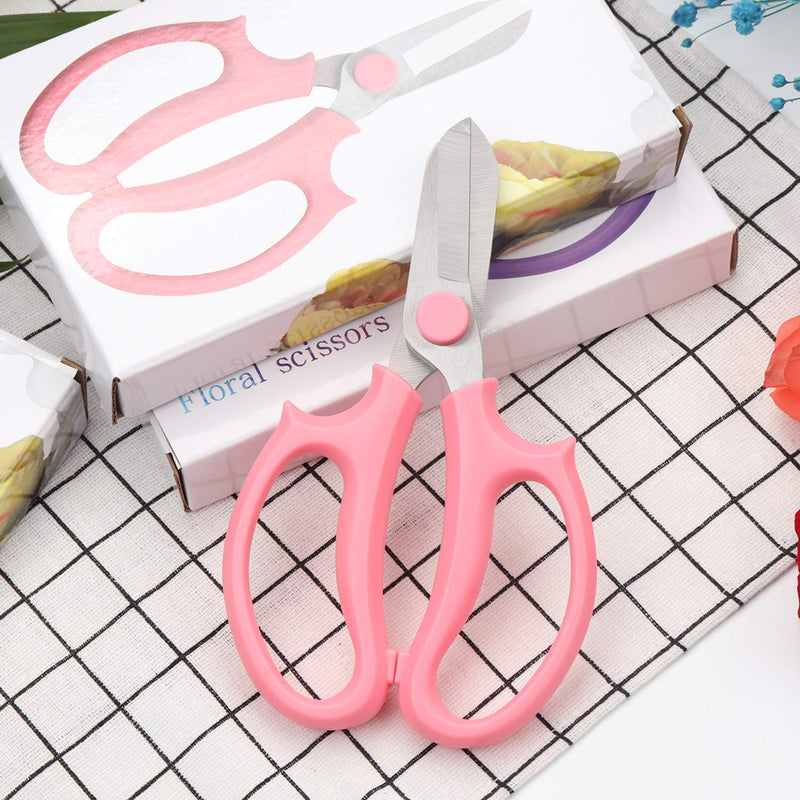 Garden Pruning Shears Scissors with Comfort Grip Handle, Premium Steel Professional Floral Scissors, Perfect for Arranging Flowers, Pruning, Trimming Plants, Gardening Tool (Pink) Pink