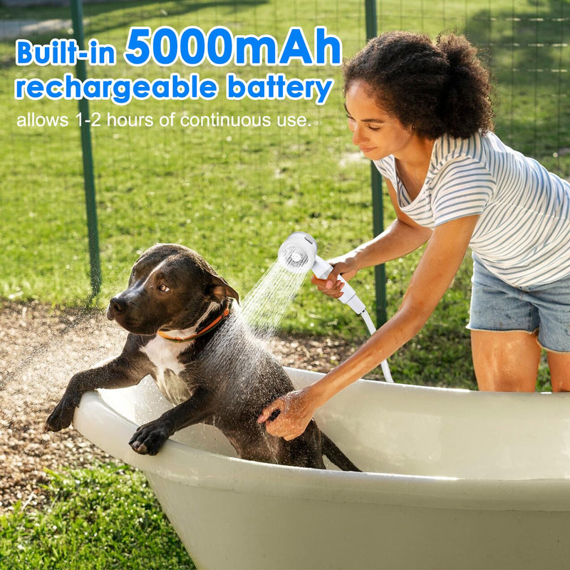 Yuehuam Portable Camping Shower Outdoor Camp Shower Pump with Rechargeable Battery, Electric Shower Pump with Intelligent Digital Display Multiple Spray Modes for Camping, Hiking, Traveling,RV Without Rinsing Nozzle