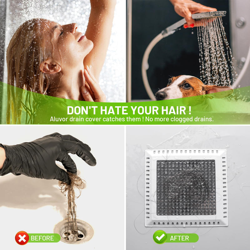 Drain Hair Catcher,Shower Drain Cover Hair Catcher Shower Drain Strainer for Bathroom Floor,Square Shower Hair Drain Catcher to Keep Away from Clogged Drain-No Rust! Gray 4 inch