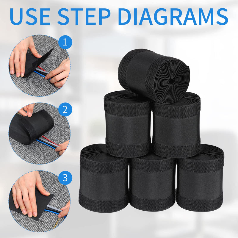 WILLBOND Carpet Cord Cover Cable Grip Floor Cover Cable Protector Management Only for Commercial Office Carpet(Black,59.06 ft) 59.06 ft Black