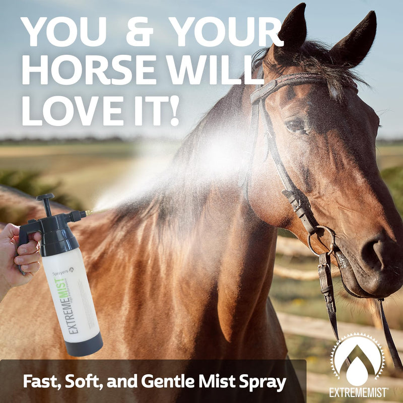 ExtremeMIST Water Based Fly Sprays High-Performance Equine Mister, Handheld Pump Sprayer, Portable Stable Sprayer Bottle for Horses, Continuous Hi-Pressure Ultra-Fine Mist, for Horse Grooming, 32 Oz 32oz