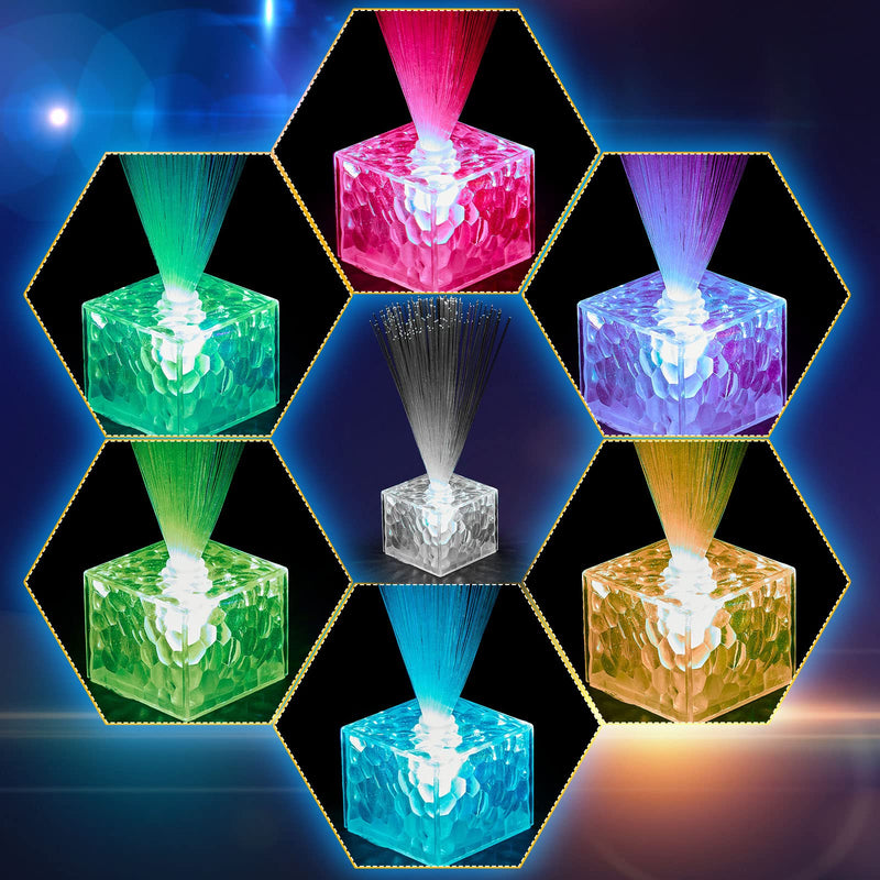 Amylove 16 Pieces Mini Fiber Optic Lamps Bulk 5.5 Inch Small LED Light up Centerpieces for Table Decorations with Crystal Base Battery Powered for Glow in The Dark Party Favors Supplies