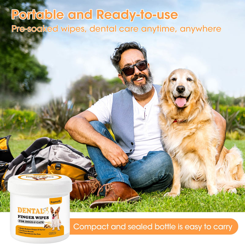Teeth Cleaning Finger Wipes, Dog Dental Wipes, Reduce Plaque & Tartar, Freshen Breath, Safe & Natural Pet Dental Wipes for Dogs Teeth, Portable Dog Tooth Wipes for Cats,50 Ct, Chicken Scent 50 Count