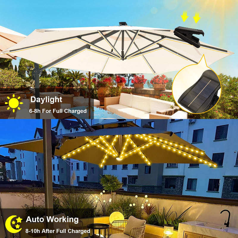 Solar Umbrella Lights, Patio Umbrella Lights Outdoor with 8 Modes 3V Solar Panel Clip 112 Led Outdoor Waterproof for Beach Deck Garden Camping Tents Party Decoration Warm White medium-sized-new