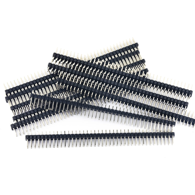whiteeeen 10pcs Break-Away 0.1" 2 x 40 Pins Strip Dual Male Header 2.54mm Double Row Straight Pin Header Connector