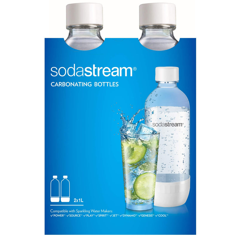 sodastream Classic Dishwasher Safe 1L Carbonating Bottle, Pack Of 2 (White)