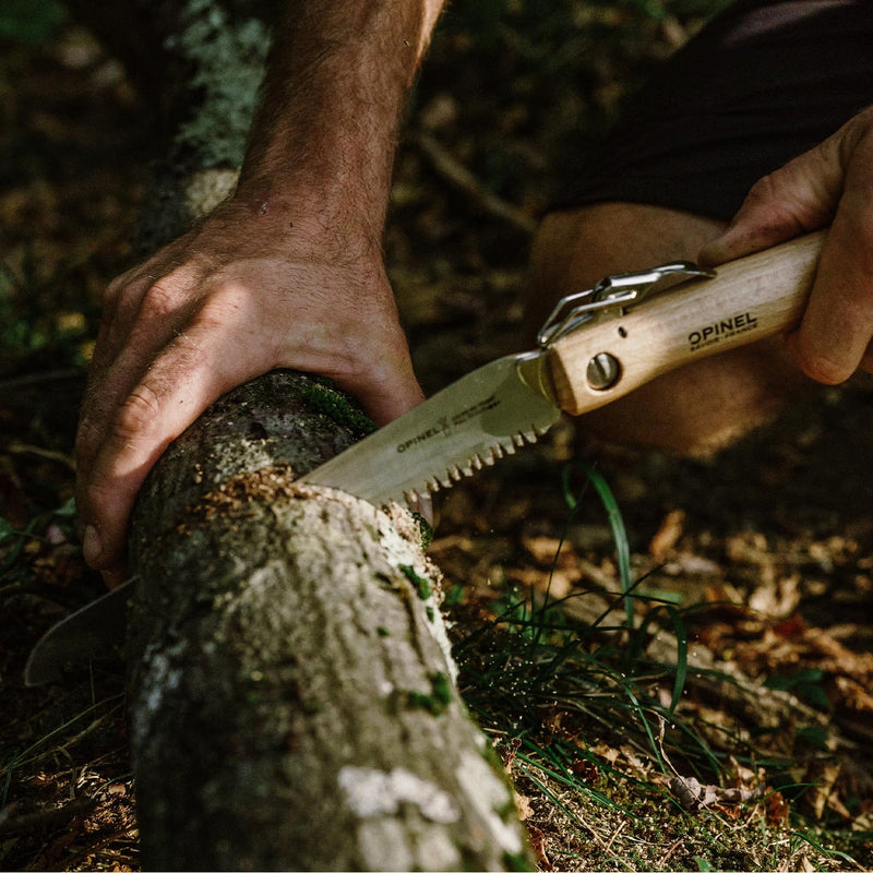 Opinel Folding Saw - Gardening and Camping Folding Carbon Steel Saw with Beechwood Handle No.18