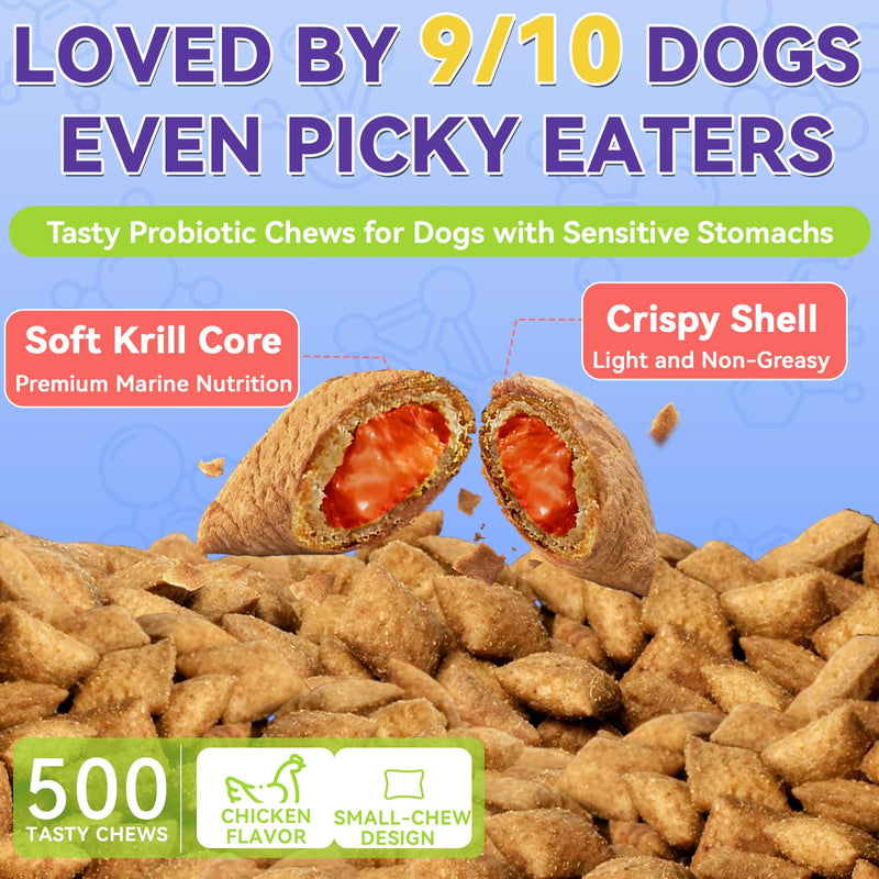 Cat & Dog Digestive Support Chews Bundle, Cat Hairball Support Treats with Krill & Chicken Flavor + Dog Probiotics Chews with Triple Probiotics & Prebiotics for Digestion, Immunity & Skin Care