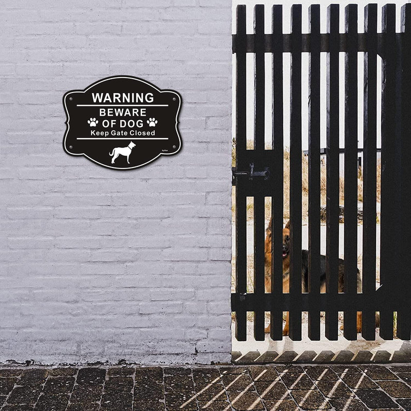 2 Pack Beware of Dog Signs for Fence,10 x 8 Inch Rust Free Aluminum Metal Yard Sign for Door or Gate, Fade Resistant, UV Protected, Weatherproof,Indoor and Outdoor Use,Easy Mounting black-beware of dog-2pack